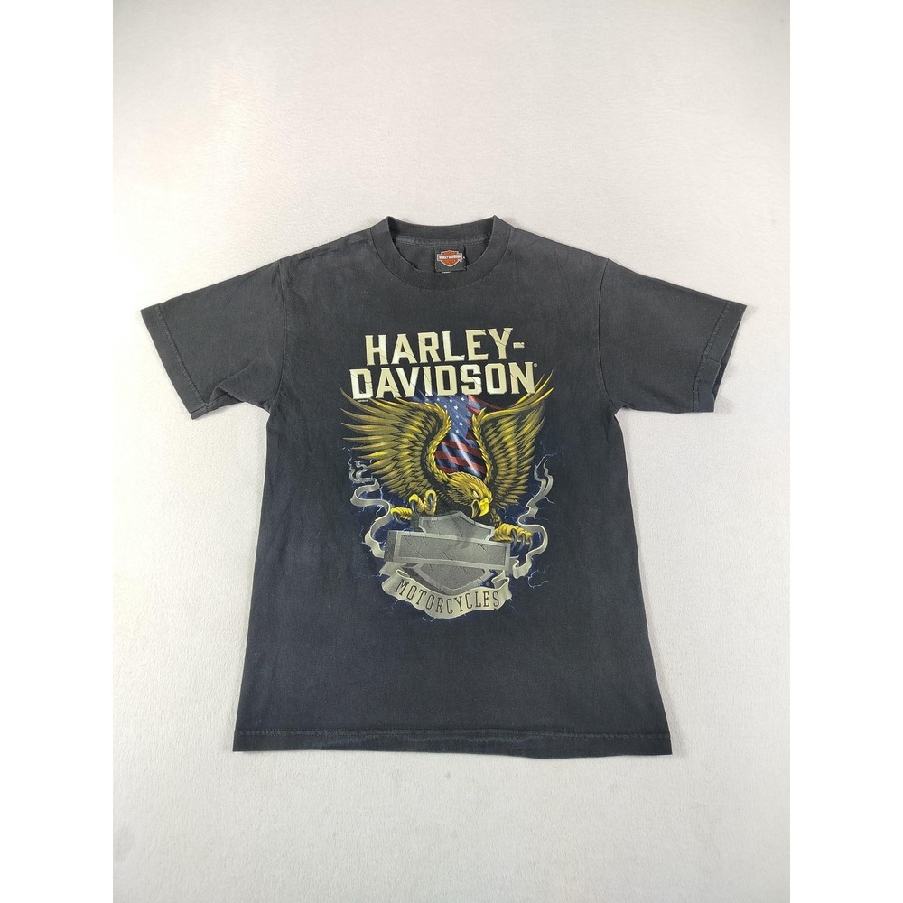 Harley Davidson Shirt Mens Small Black Eagle Alligator Alley Florida Bikercore
